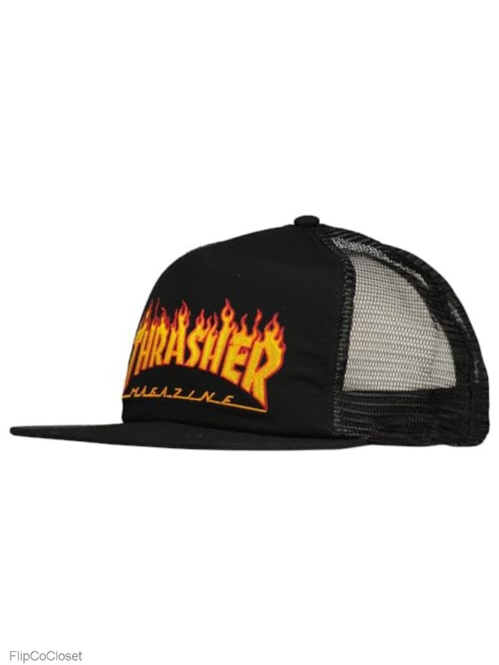 Adjustable Snapback Baseball Cap with Flame Logo - Skateboard Sport Style